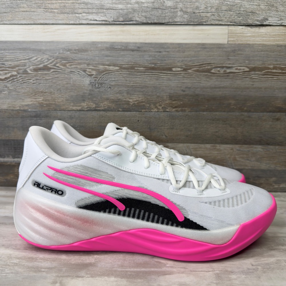 Puma All-Pro NITRO Mens Size 13 Basketball Shoes 309689-01 White Pink